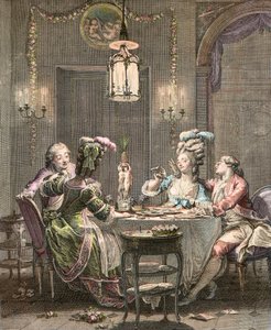 Das Gourmet-Abendessen - Gravur von Isidore Stanislas Helman (1743-1809) 1781 nach Moreau, Jean Michel der Jüngere (1741-1814)