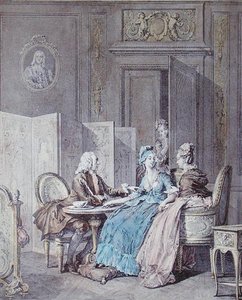 Die Schwangerschaftserklärung, 2. Hälfte des 18. Jahrhunderts, graviert von Pietro Antonio Martini (1739-97)