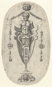 Männliche Terminalfigur, Torso mit Bart und Turban auf einem halblangen Sockel eingeschlossen, ca. 1543 von Jean Mignon