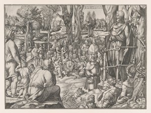 St. Johannes predigt in der Wüste, 1535-55 von Jean Mignon