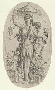 Term in Form einer Frau mit Musikinstrument, 1535-55 von Jean Mignon