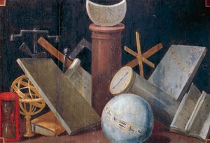 Wissenschaftliche und astronomische Instrumente, ca. 1620, Tafelgemälde von Jean Mosnier. Schloss Beauregard, Loir-et-Cher, Frankreich von Jean Monier or Mosnier