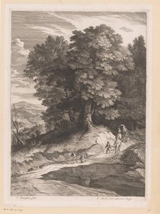 Landschaft mit Reisenden mit einem Wagen auf einem Weg von Jean Morin