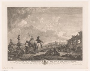 Landschaft mit Figuren bei einem Brunnen (Drucke nach Gemälden von Philips Wouwerman)