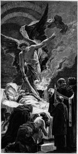 Die Verklärung der Heiligen Genoveva. Gravur nach dem Fresko von Jean Paul Laurens (1838-1921) im Pantheon in Paris. In „Die illustre Welt“ Nr. 1312 vom 20. Mai von Jean Paul (after) Laurens