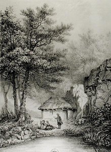 Jean-Jacques Rousseaus Hütte in Ermenonville, 1842