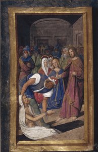 Die Auferstehung des Lazarus aus Lettres bâtardes, ca. 1490-1510 von Jean Poyet