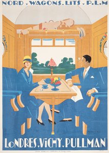 Werbeplakat für den London-Vichy Pullman-Expresszug von Jean Raoul Chaurand Naurac