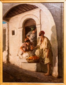 Orangenhändler in einer orientalischen Gasse