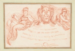 Deckenverzierung mit zwei sitzenden Figuren und Wappenschild von Jean Robert Ango