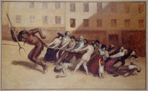 Die Pariser ziehen den Teufel am Schwanz, um 1920 von Jean Veber