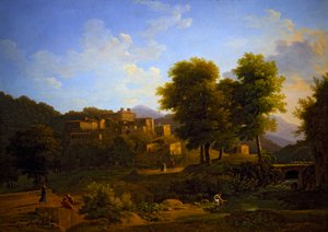 Ansicht einer Stadt in den Sabiner Bergen von Jean Victor Bertin