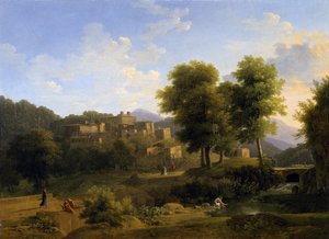 Ansicht einer Stadt in den Sabiner Bergen von Jean Victor Bertin