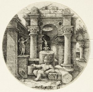 Sitzendes nacktes Kind von Jean de Gourmont
