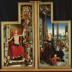 Polyptychon der Verherrlichung der Heiligen Dreifaltigkeit, Tafeln mit Christus auf dem Thron und der Jungfrau, 1509-15 von Jean the Elder Bellegambe