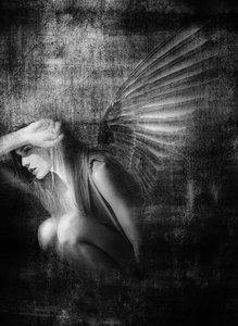Melancholische geflügelte Frau von Jeffrey Hummel