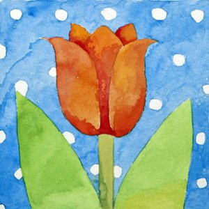 Tulpe mit blau-weißem Hintergrund von Jennifer Abbott