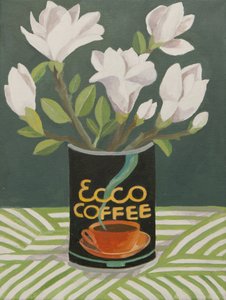 Weiße Magnolie in alter Kaffeekanne von Jennifer Abbott