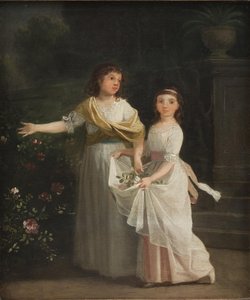 Generalkonsul Johan Christian Pingels Töchter in einem Garten