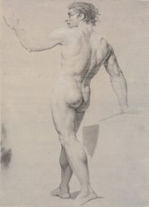 Modell stehend, von hinten gesehen, linker Arm erhoben von Jens Juel