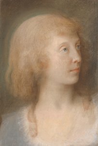 Porträt von Anna Barbara Damkier, Dreiviertelprofil nach links von Jens Juel