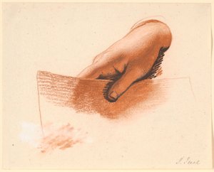 Studie einer rechten Männerhand, die ein Stück Papier hält; Studie für das Ankersche Familienbild