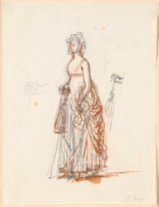 Studie zum Rybergschen Familienbild; Frau Rybergs Figur und rechte Hand mit einem Sonnenschirm von Jens Juel