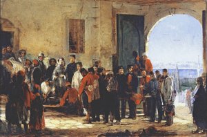 Der Krimkrieg: die Krankenschwester Florence Nightingale im Krankenhaus von Scutari in der Türkei, 1856 von Jerry Barrett