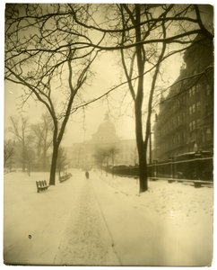 State House im Sturm, Boston, USA, ca. 1902-10