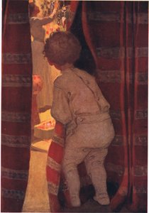 Er schlich die Treppe hinunter, um einen Blick ins Wohnzimmer zu werfen von Jessie Willcox Smith