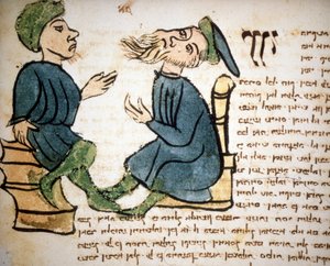 Judentum: Darstellung des Lernens eines Rabbiners. Manuskript aus dem 15. Jahrhundert. Biblioteca Palatina, Parma