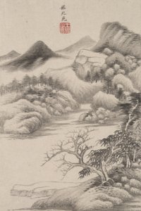 Landschaft im Stil verschiedener alter Meister: Im Stil von Dong Yuan, 1669 von Wang Jian