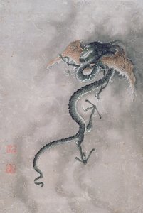 Ein geflügelter Drache, aus einem Album mit 12 Darstellungen von Tieren und Vögeln, Chinesisch