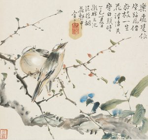 Ein Paar Chinesische Bulbul-Vögel, 1857
