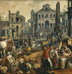 Marktszene mit Ecce Homo von Joachim Beuckelaer