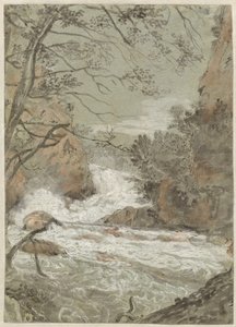 Flusslandschaft mit Wasserfall (recto)