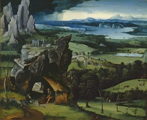 Landschaft mit dem heiligen Hieronymus von Joachim Patinir