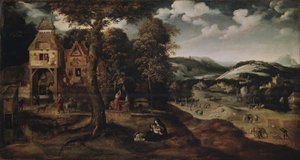 Landschaft mit der Flucht nach Ägypten, um 1524 von Joachim Patinir