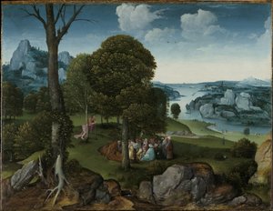 Landschaft mit der Predigt Johannes des Täufers von Joachim Patinir