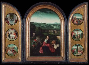Ruhe auf der Flucht nach Ägypten Triptychon, ca. 1515 von Joachim Patinir follower of