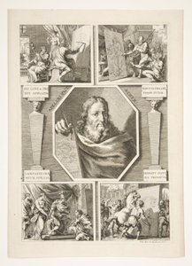 Porträt von Apelles und vier Szenen aus dem Leben von Apelles von Joachim von Sandrart