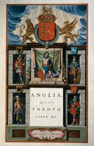 East Anglia quae Europae (England), Buch XI, Titelseite Band V, Atlas Maior, von Joan Blaeu (1596-1673), Kupferstich, 57,5x39 cm, Amsterdam von Joan Blaeu