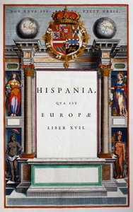 Hispania quae est Europae, Buch XVII, Titelseite von Band IX, aus Atlas Maior, Atlas in 11 Bänden, von Joan Blaeu (1596-1673), Kupferstich, 57,5x39 cm, Amsterdam von Joan Blaeu