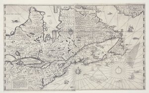 Karte von Kanada, Gravur nach der Vermessung von Samuel de Champlain von Joan Blaeu