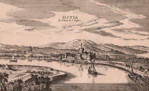 Perspektivische Ansicht der Stadt und des Hafens von Ostia von Joan Blaeu