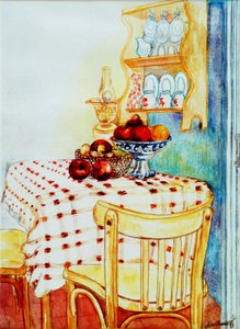 Küchentisch mit Äpfeln, 2005 von Joan Thewsey