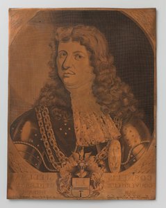 Kupferstichplatte mit Porträt (Bruststück) von Cornelis Speelman 1640-1684, Generalgouverneur von Niederländisch-Indien 1681-1684 von Joannes de Jongh