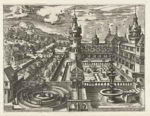 Schloss mit Labyrinth und Brunnen