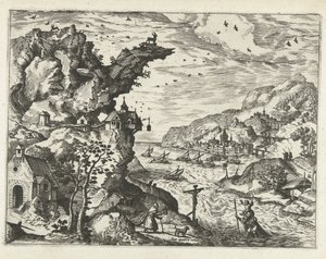 Landschaft mit dem heiligen Christophorus von Joannes van Doetechum (I) (attributed to)