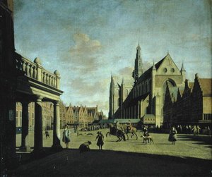Marktplatz von Haarlem von Job Berckheyde